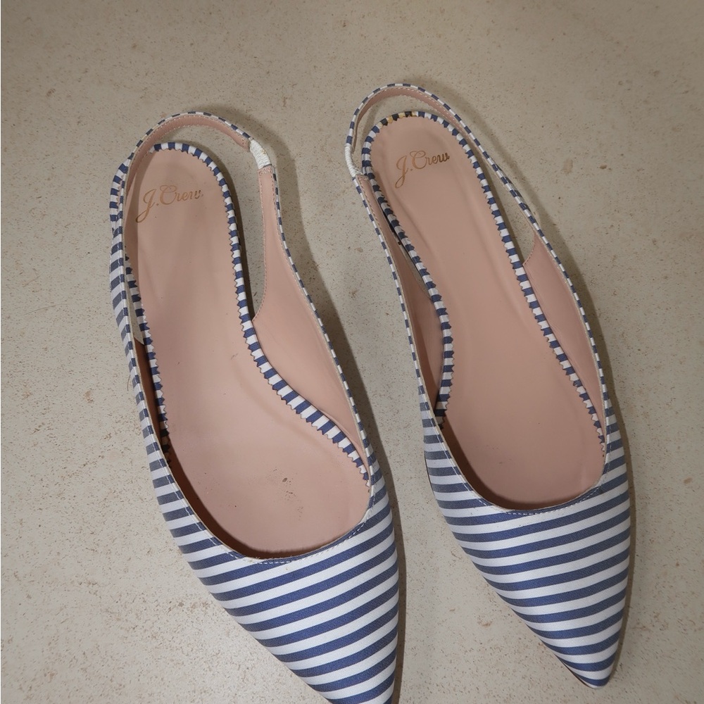 J. Crew Navy and White Striped Flats